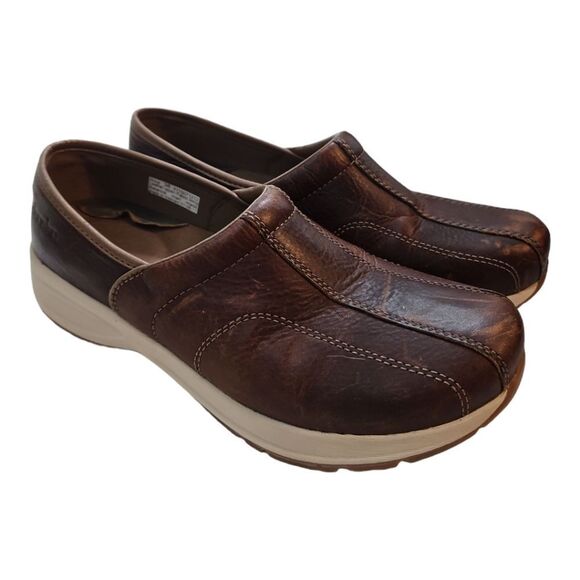 Dansko Shaina Brown Leather Clogs Comfort Non-Slip Size 38/7.5 - Picture 1 of 10